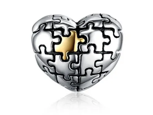Srebrny charms serce z puzzli do Pandora